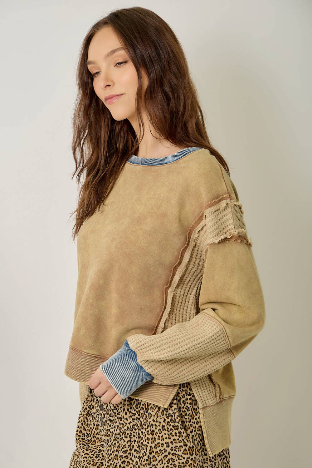 61618 Mixed Media Washed Sweatshirt