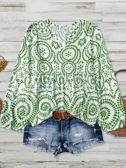 Boho Peplum V-Neck Top