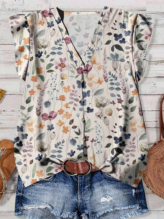 Flutter Sleeve Floral Top