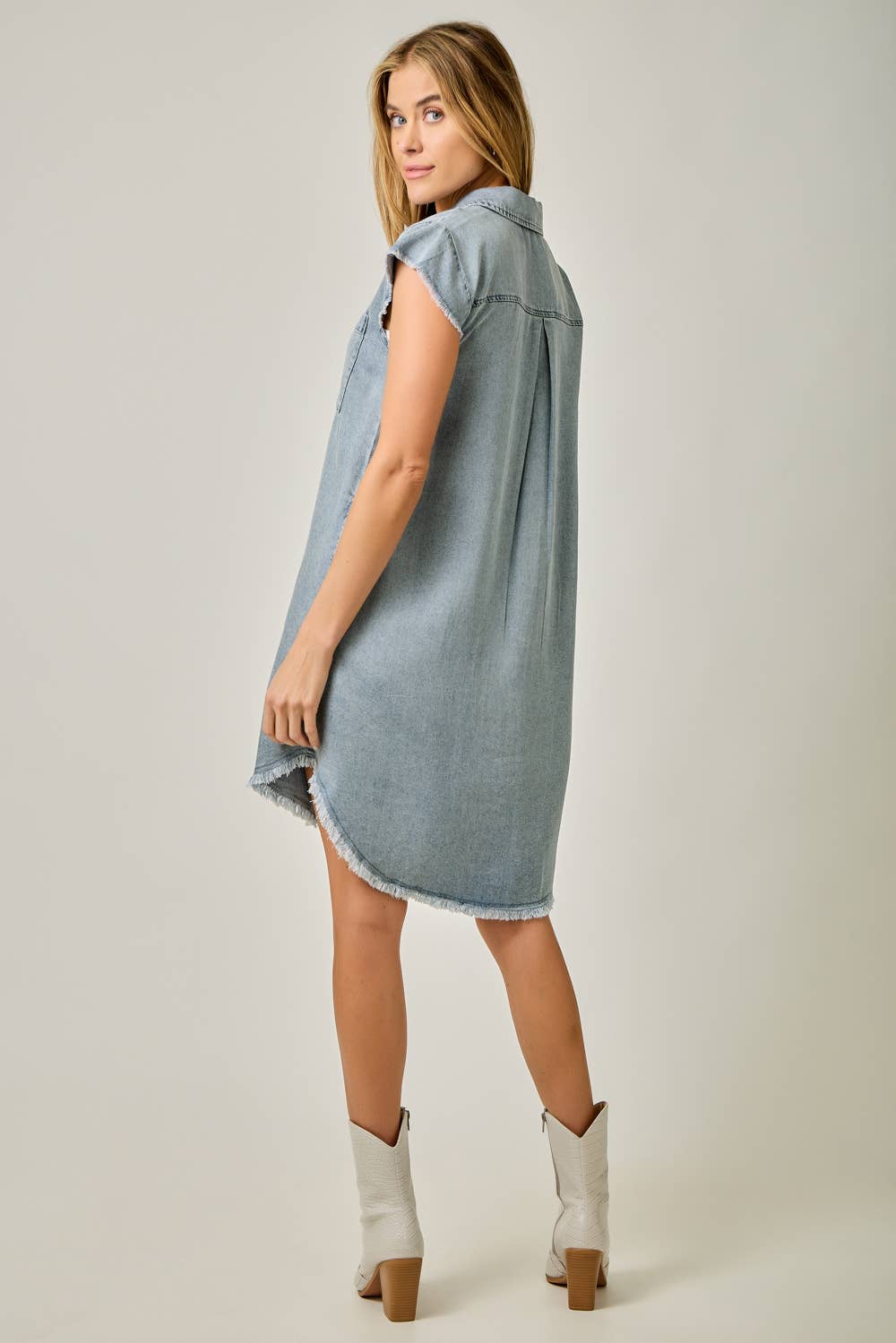 Flutter Sleeve Tencel Shirt Dress