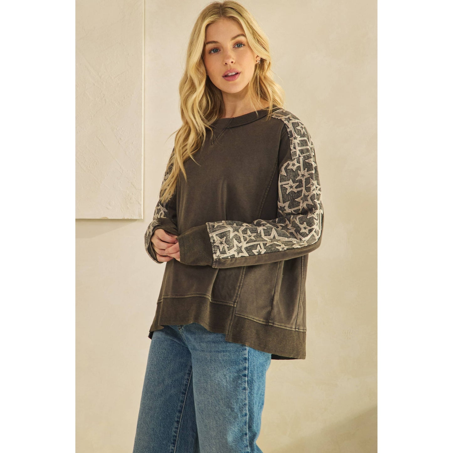 Denim Star Patch Sweatshirt