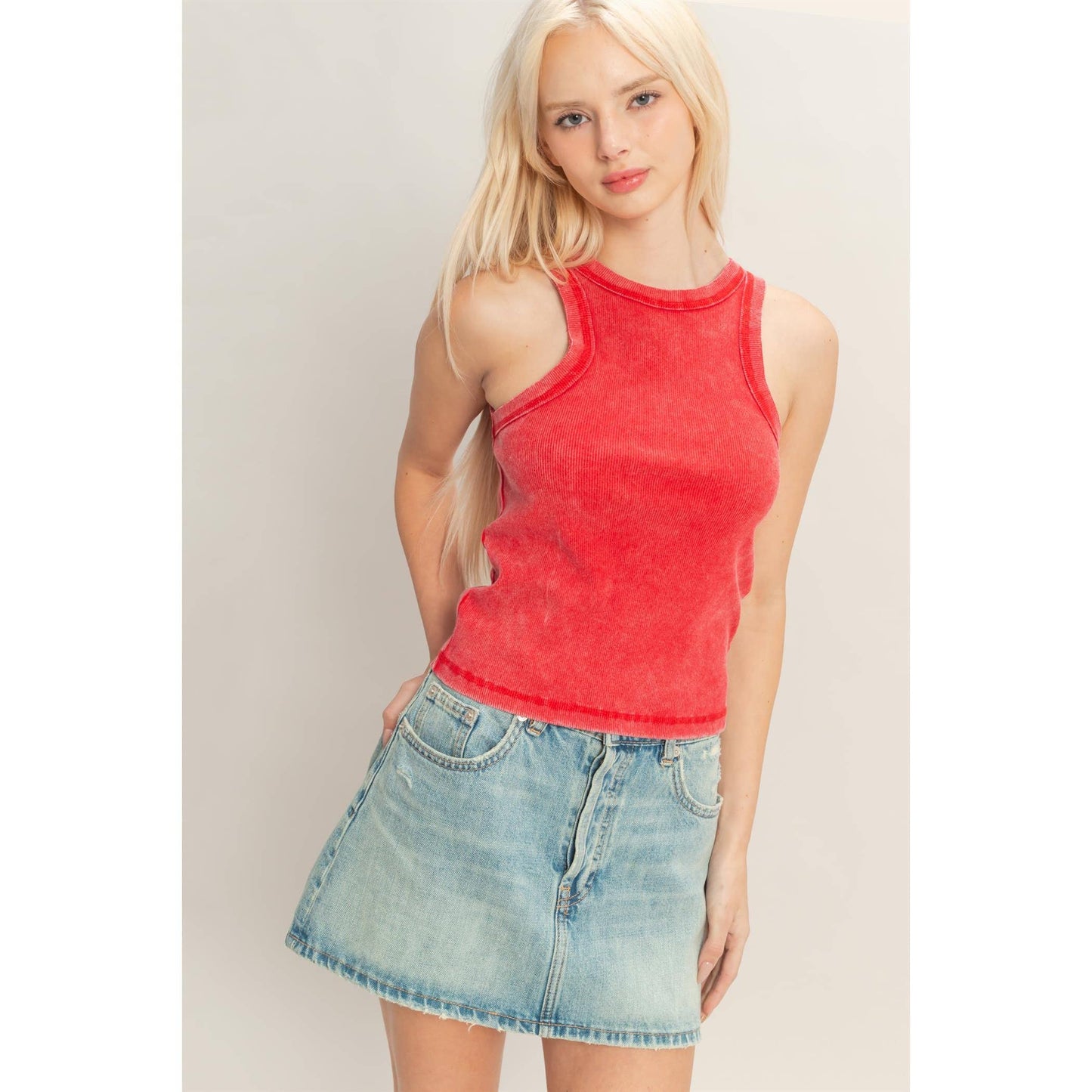 Acid Washed Ribbed Tank Top