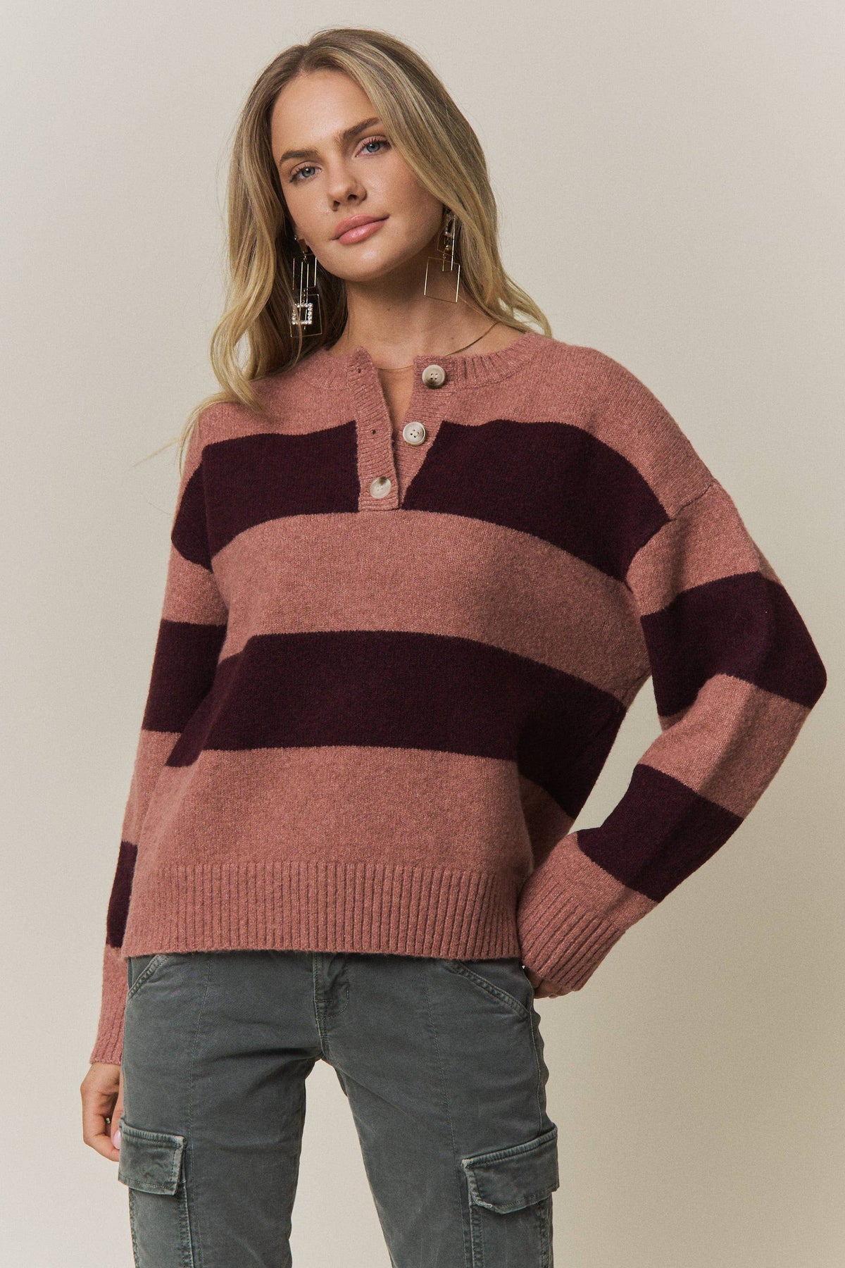 COZY CHIC STRIPED SWEATER - CESW4374