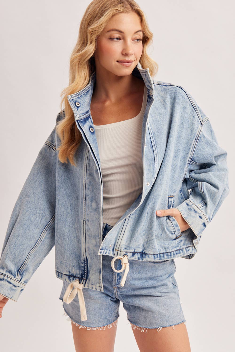 Mindy Funnel Neck Denim Jacket