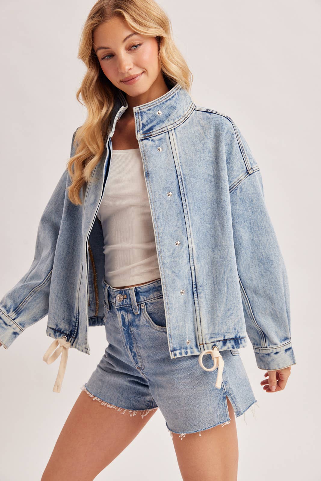 Mindy Funnel Neck Denim Jacket