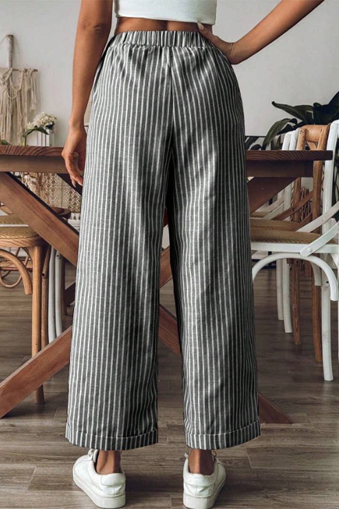 Stripes Wide Leg Cropped Pants