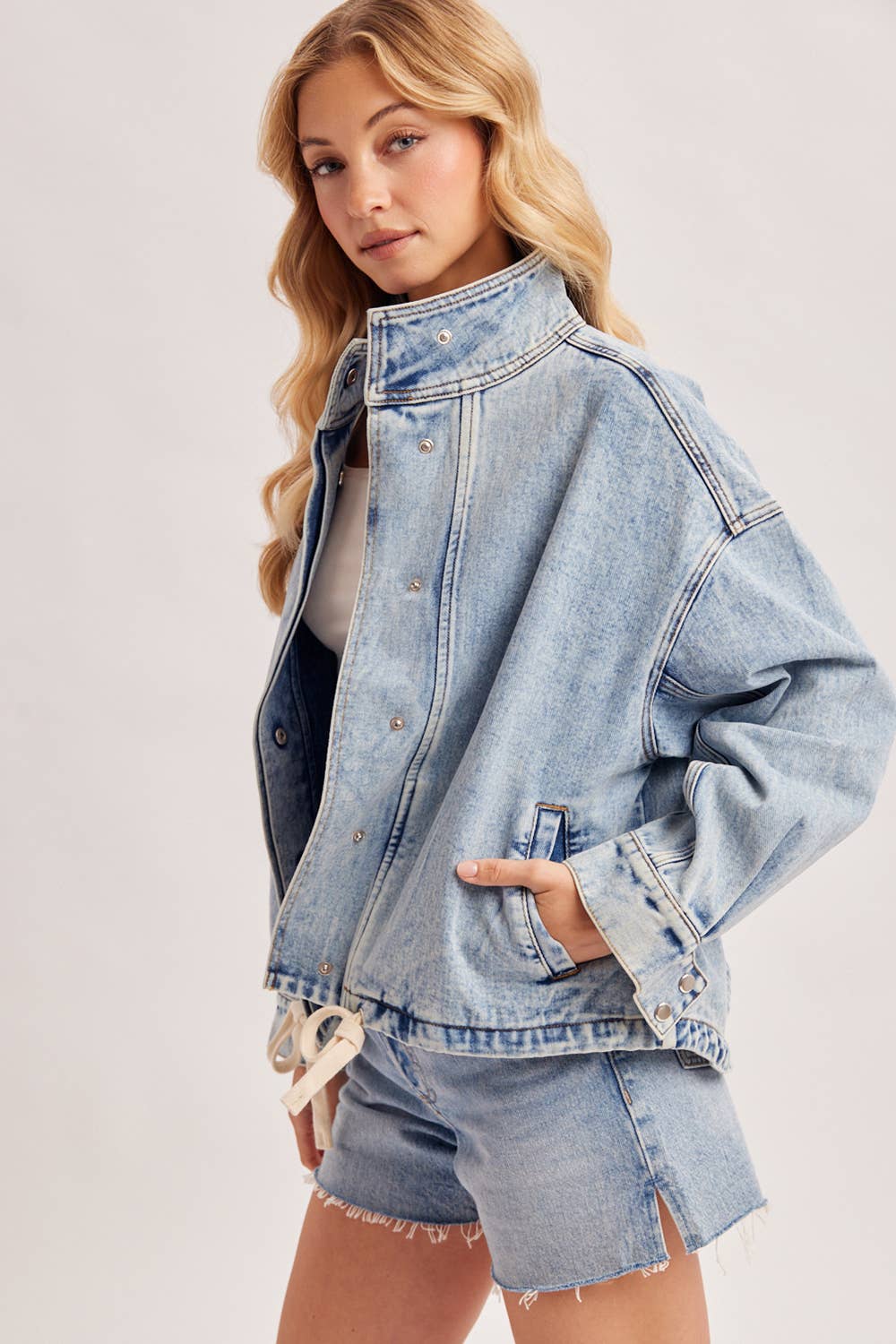Mindy Funnel Neck Denim Jacket