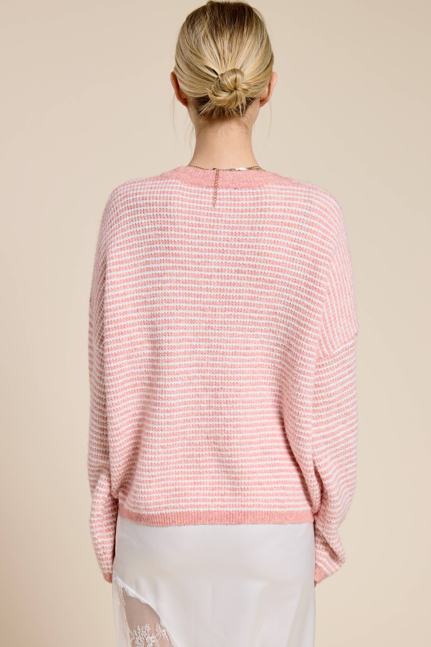 Striped V Neck Knit Sweater