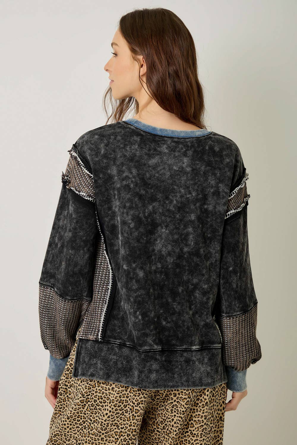61618 Mixed Media Washed Sweatshirt