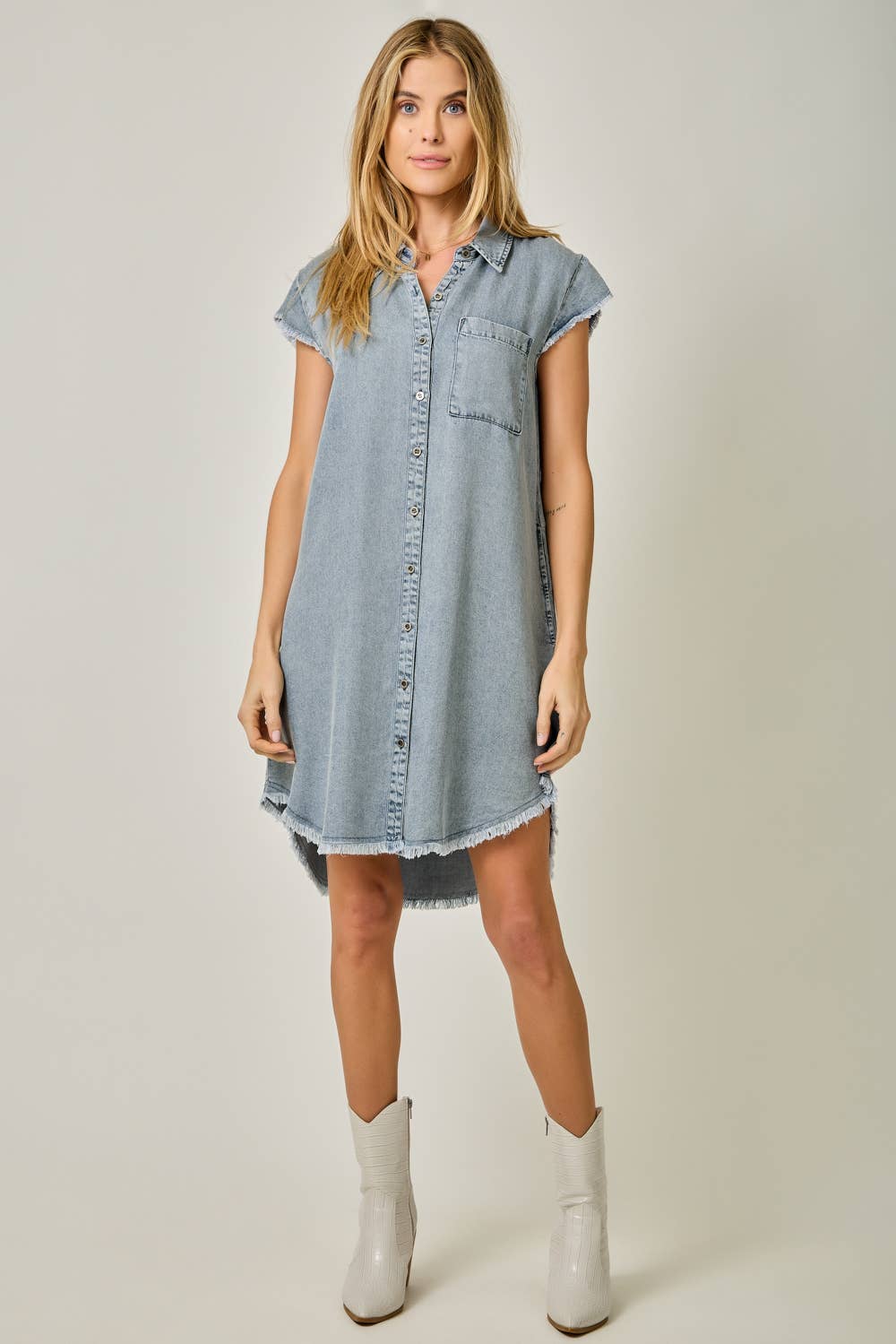 Flutter Sleeve Tencel Shirt Dress
