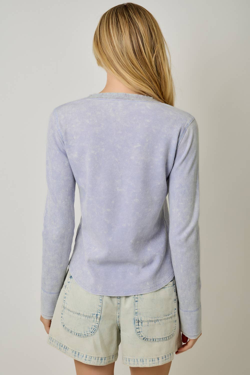 60459 Washed Thermal Henley Top