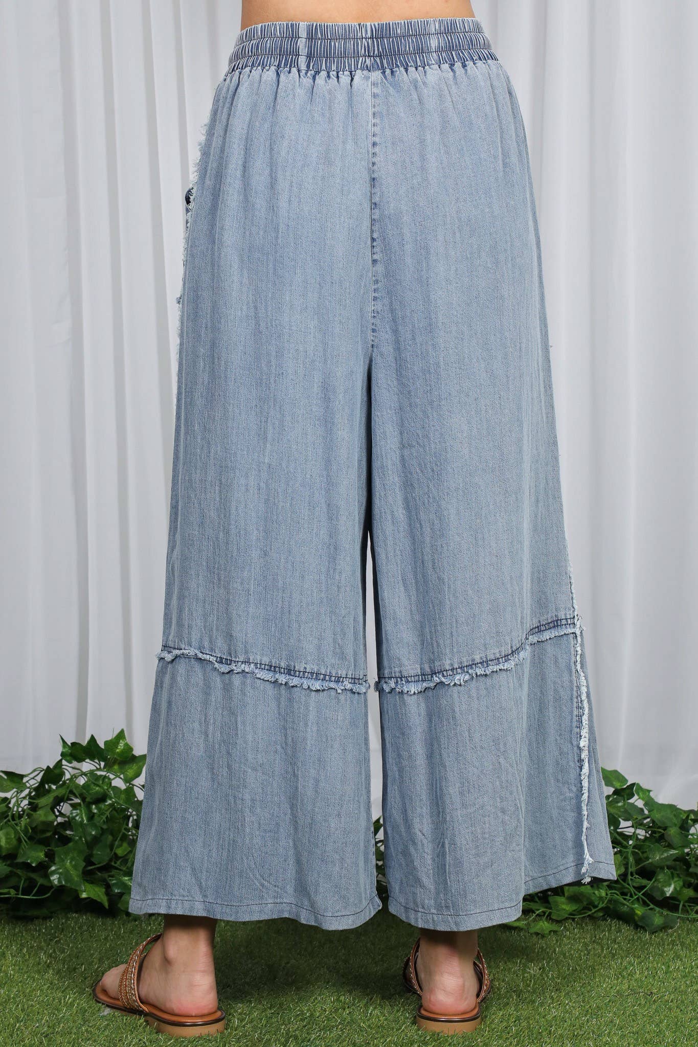 Amber Wide Leg Denim Crop Pants