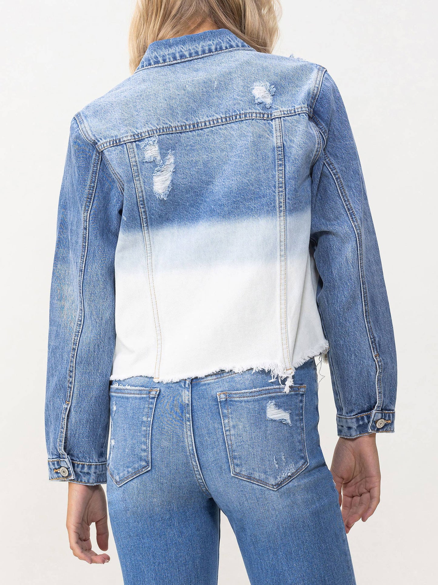 Classic Crop Denim Bleach Detail Jacket