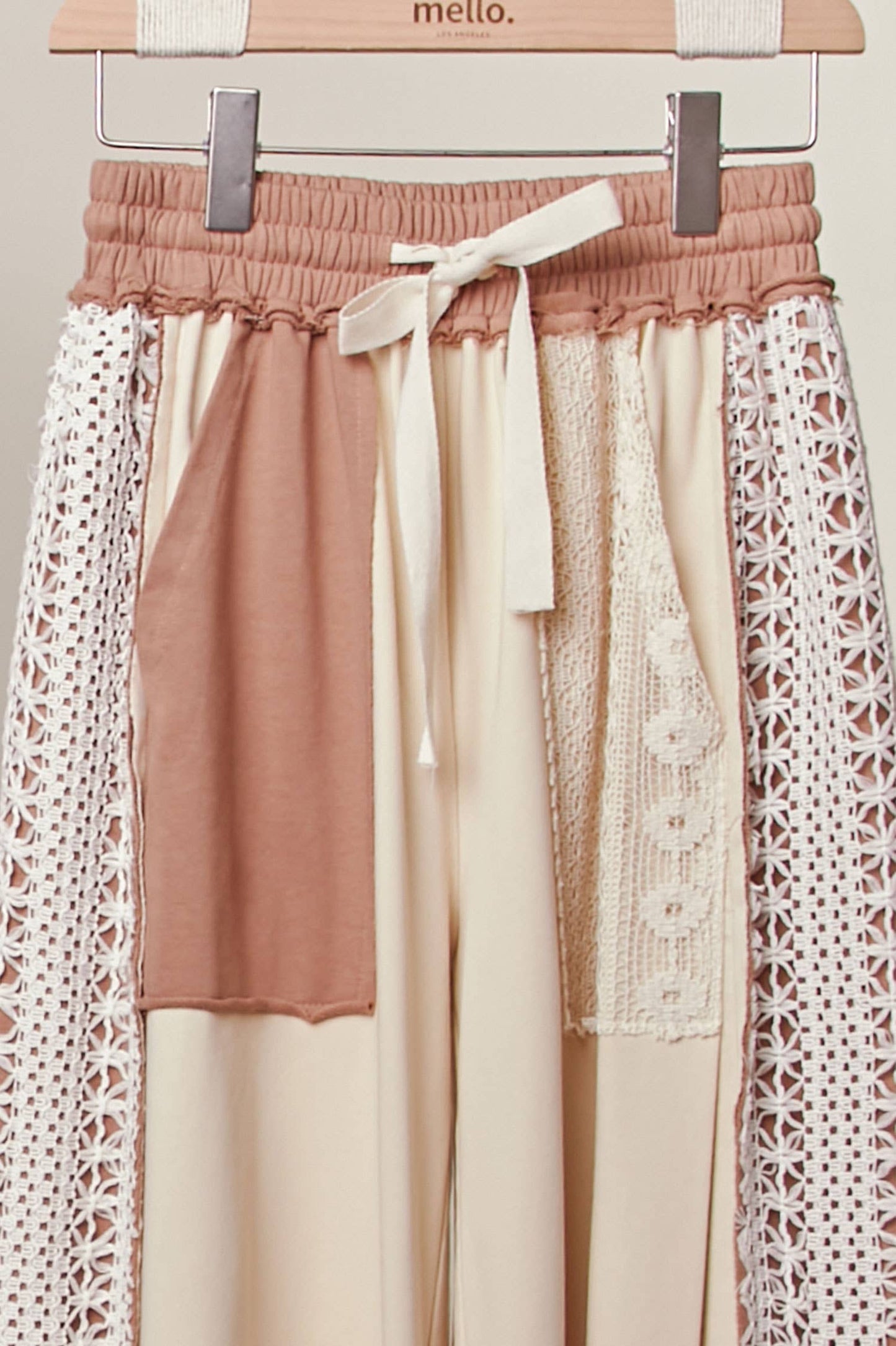 Lace Accents Patchwork Maxi Pants