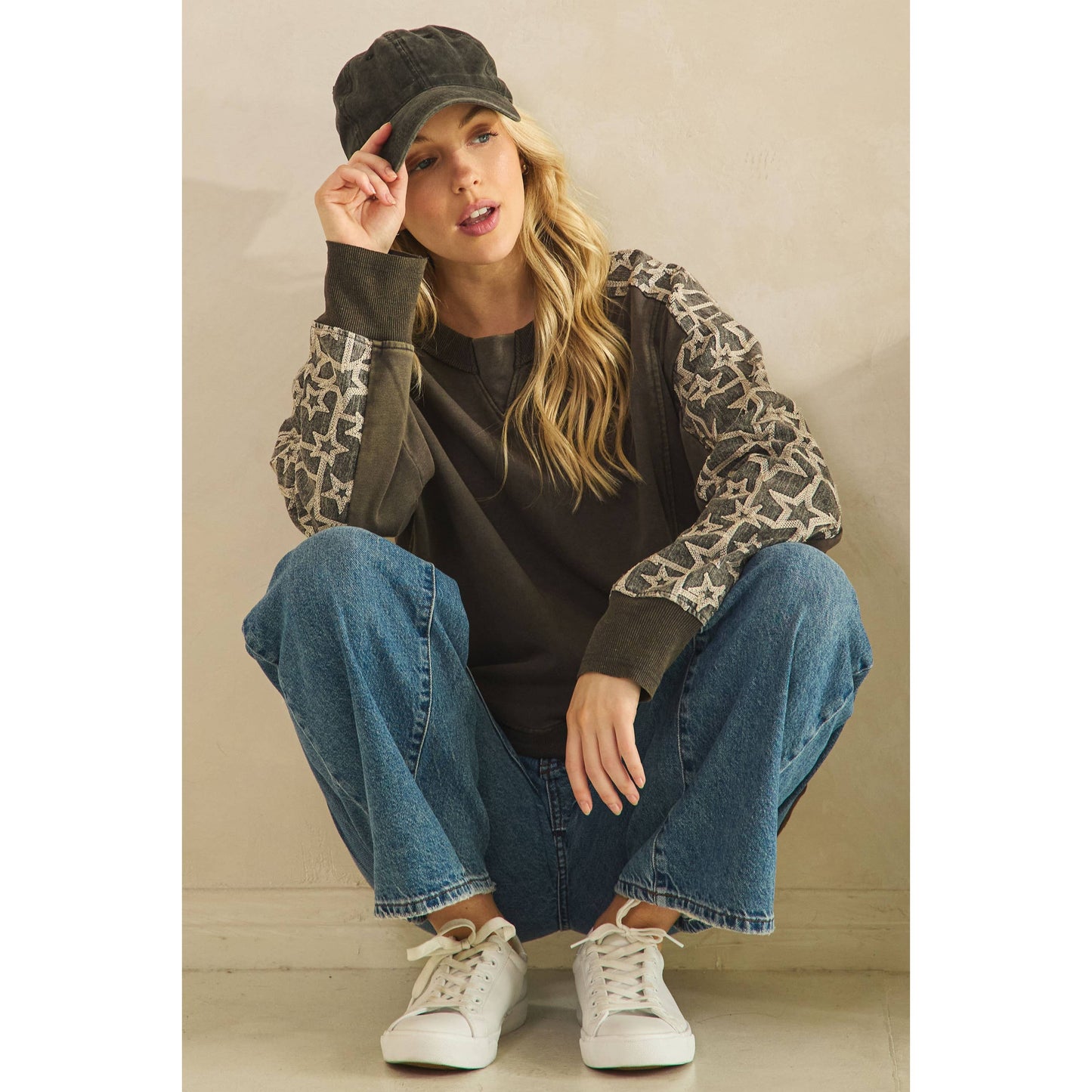 Denim Star Patch Sweatshirt