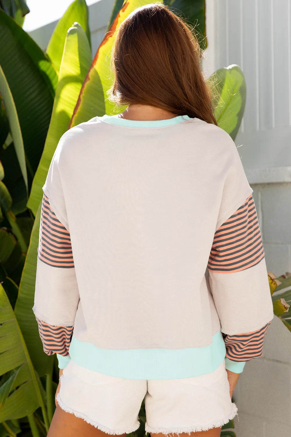 Colorblock Stripe Sleeve Sweatshirt