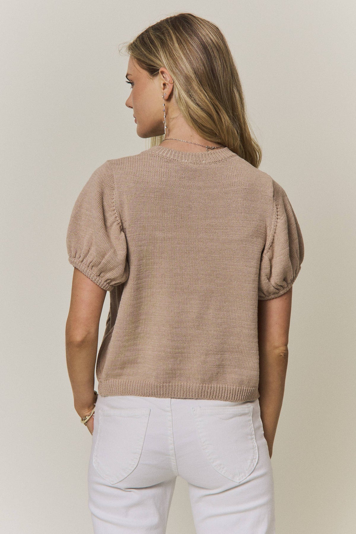 Floral Embroidered Short Sleeve Sweater