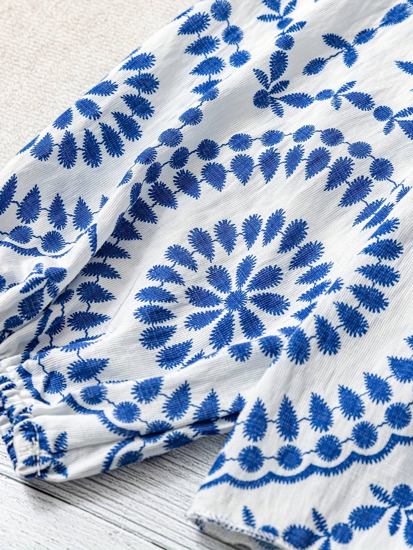 Boho Retro Style Ethnic Print Peplum V-Neck Blouse