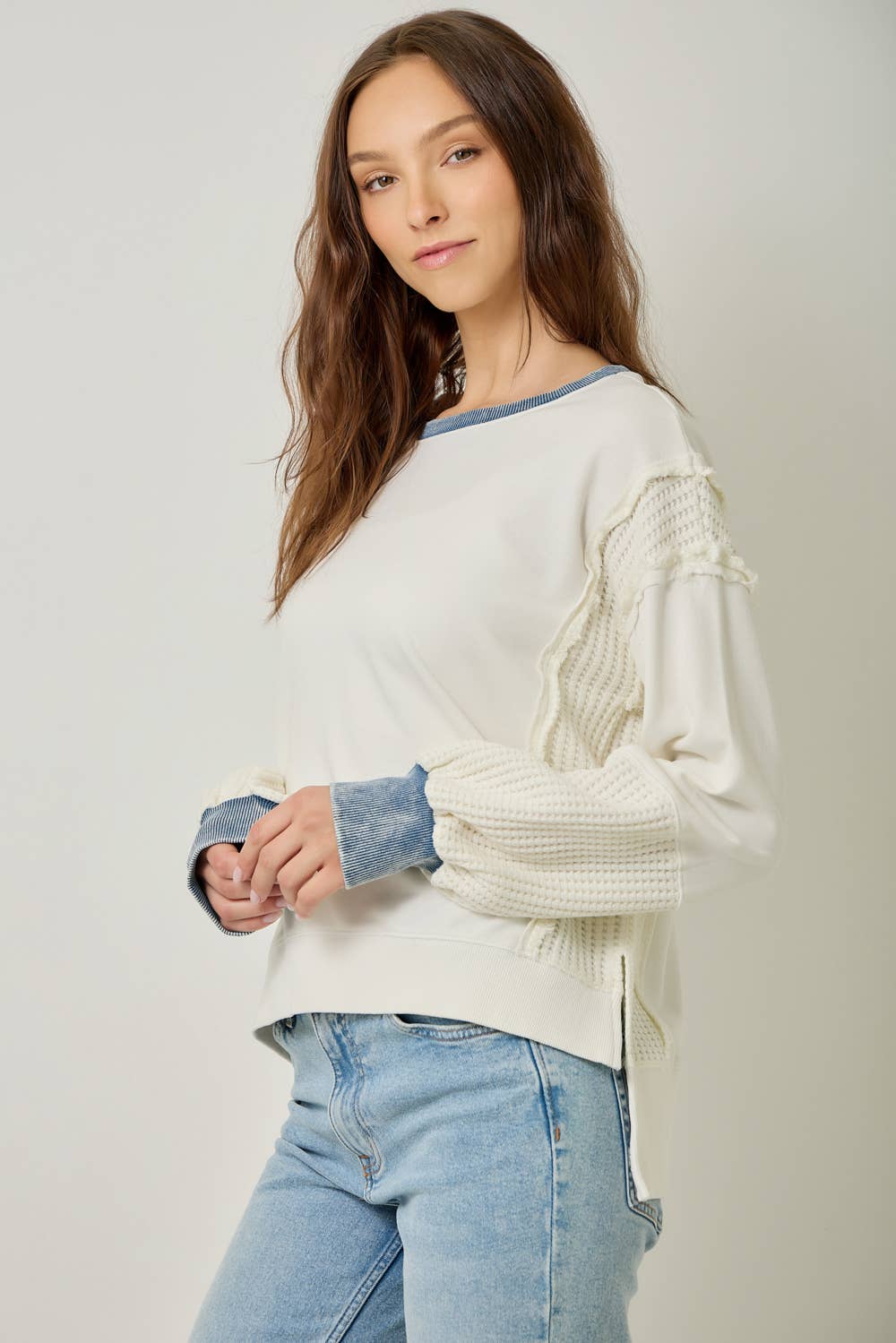 61618 Mixed Media Washed Sweatshirt