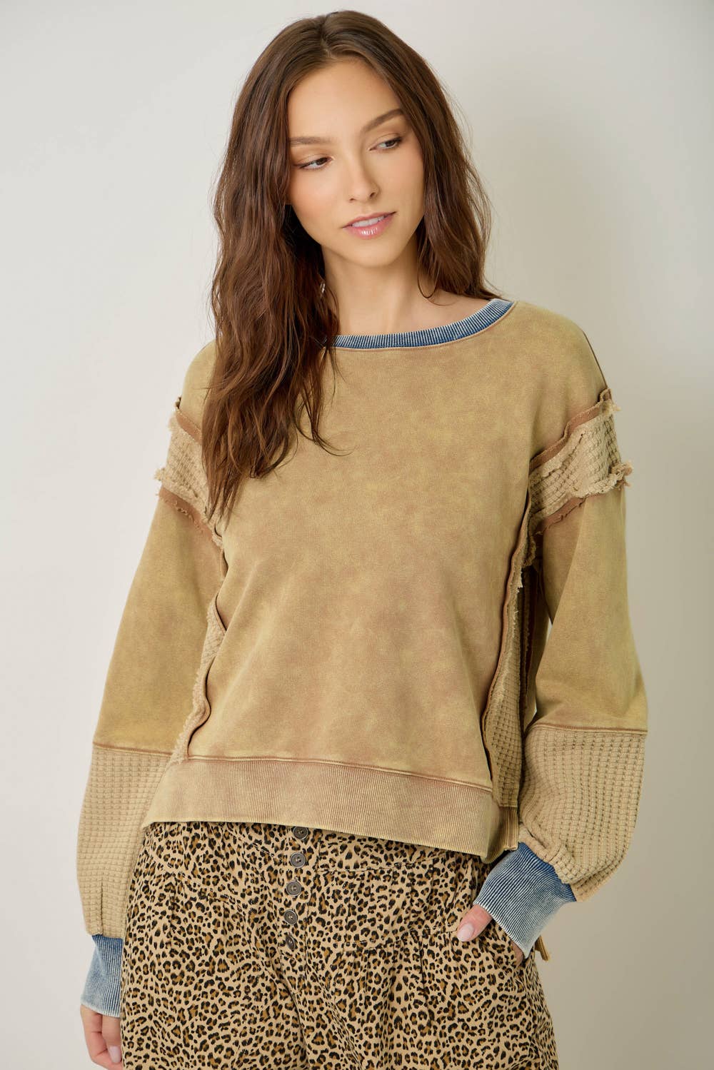 61618 Mixed Media Washed Sweatshirt