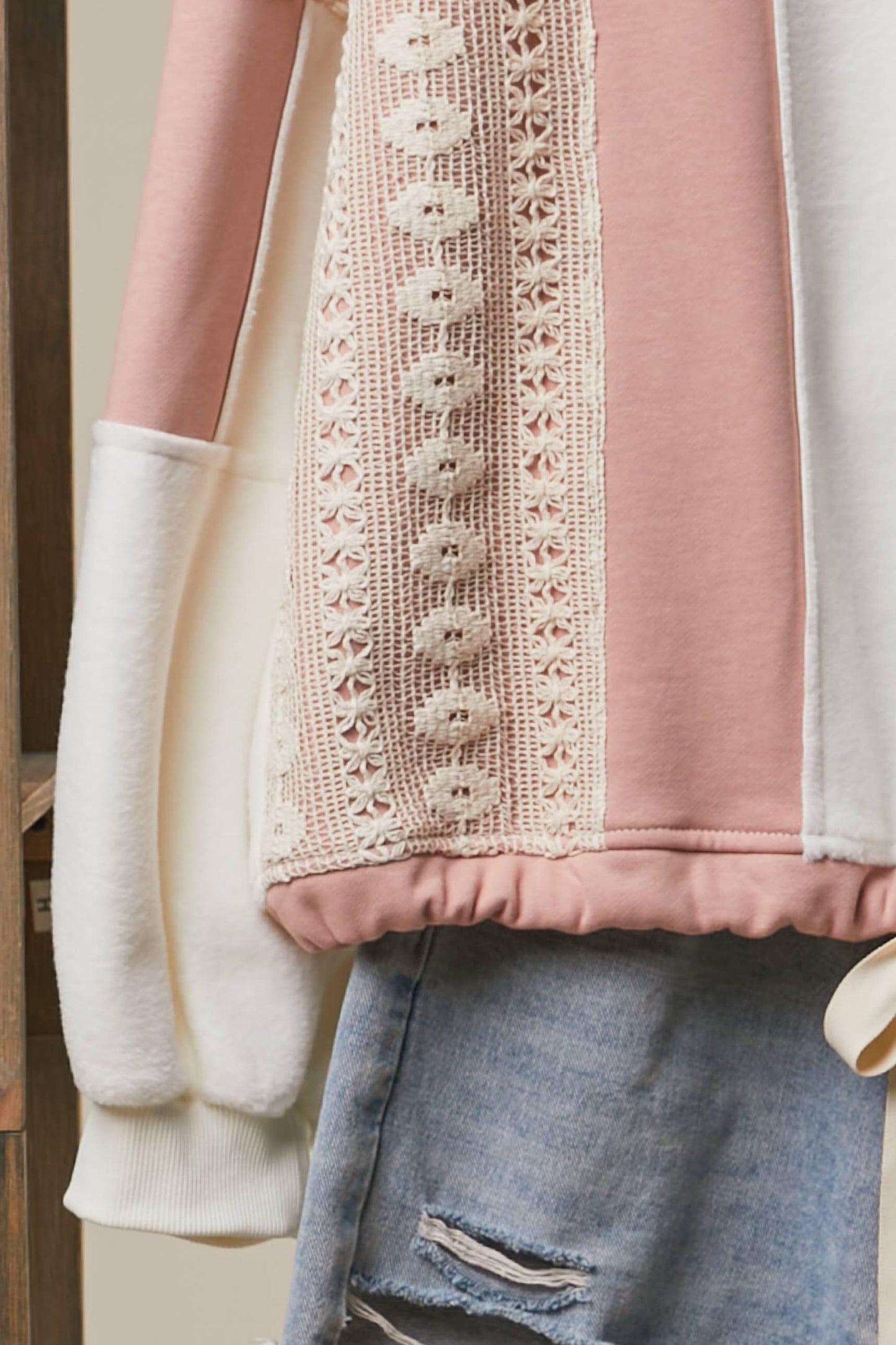 Colorblock Zip-Up Hoodie with Drawstring Hem