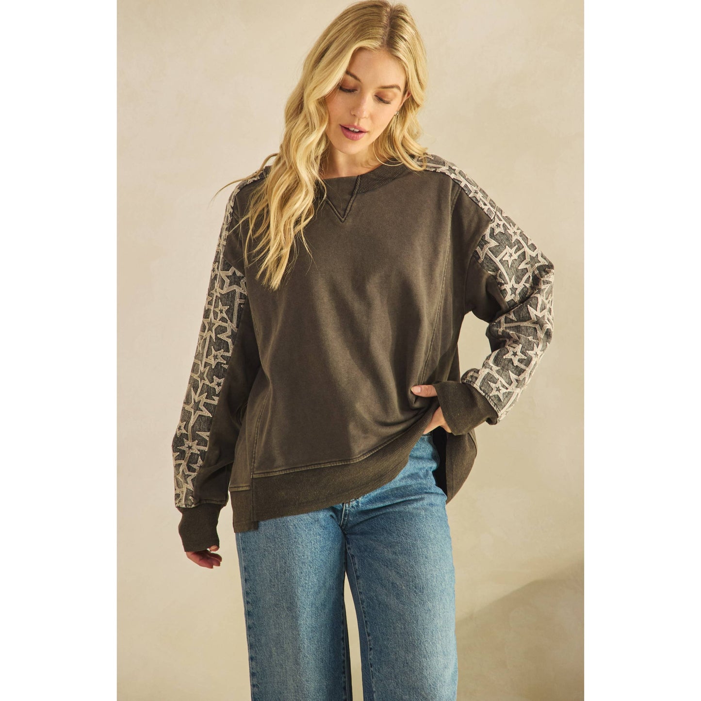 Denim Star Patch Sweatshirt