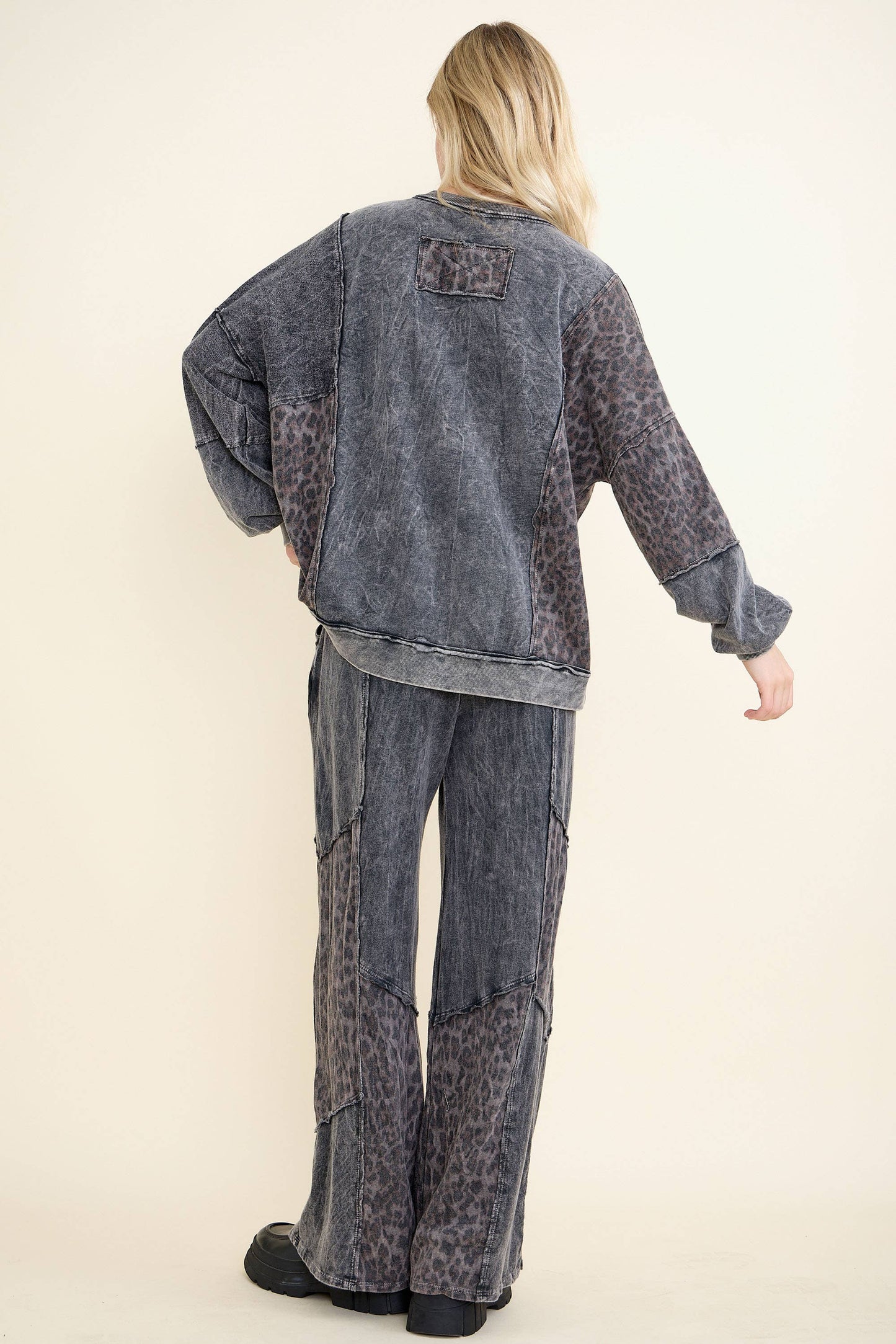 Mineral Washed Cheetah Zipper Jacket