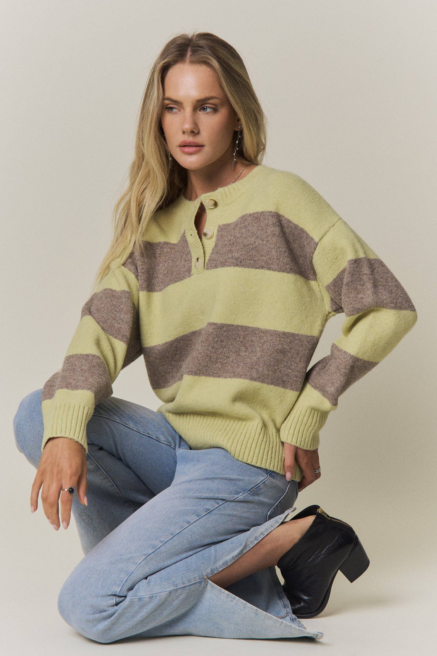 COZY CHIC STRIPED SWEATER - CESW4374