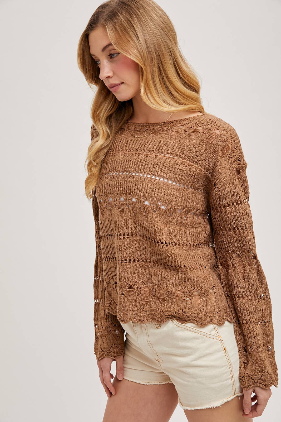 Open Knit Pullover Sweater