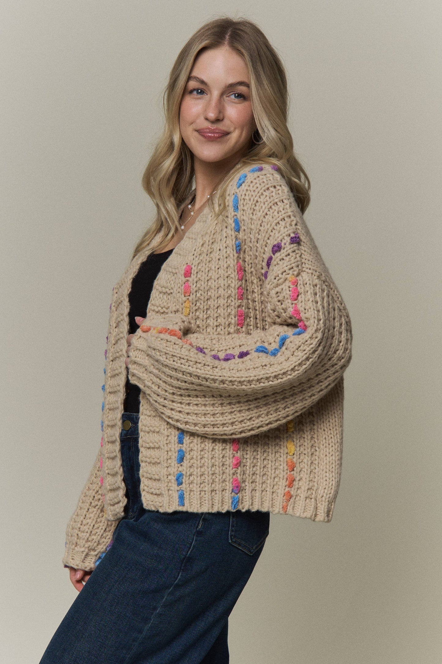 Multicolor Stitch Knit Cardigan