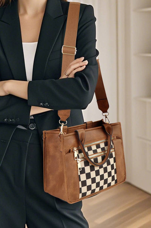 1023 Checkered Canvas Tote Bag SI-28967