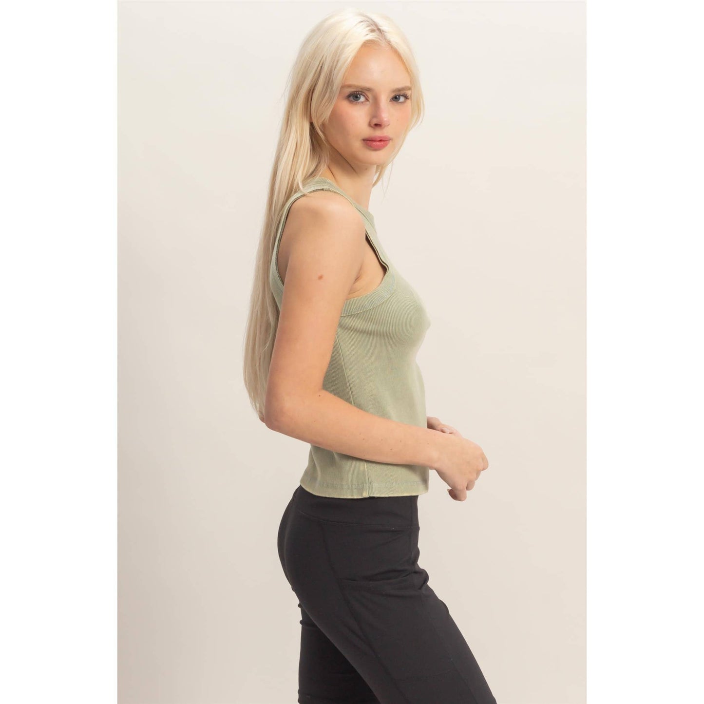 Acid Washed Ribbed Tank Top