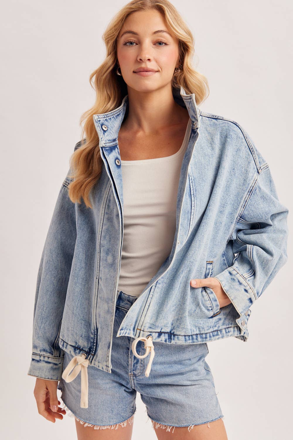Mindy Funnel Neck Denim Jacket