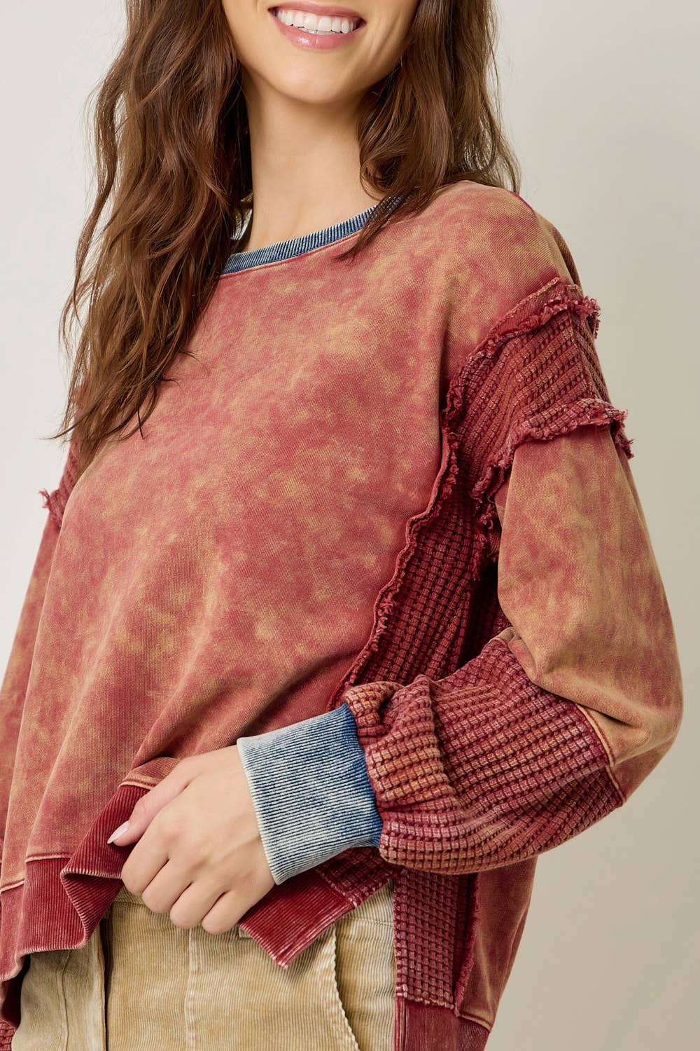 61618 Mixed Media Washed Sweatshirt