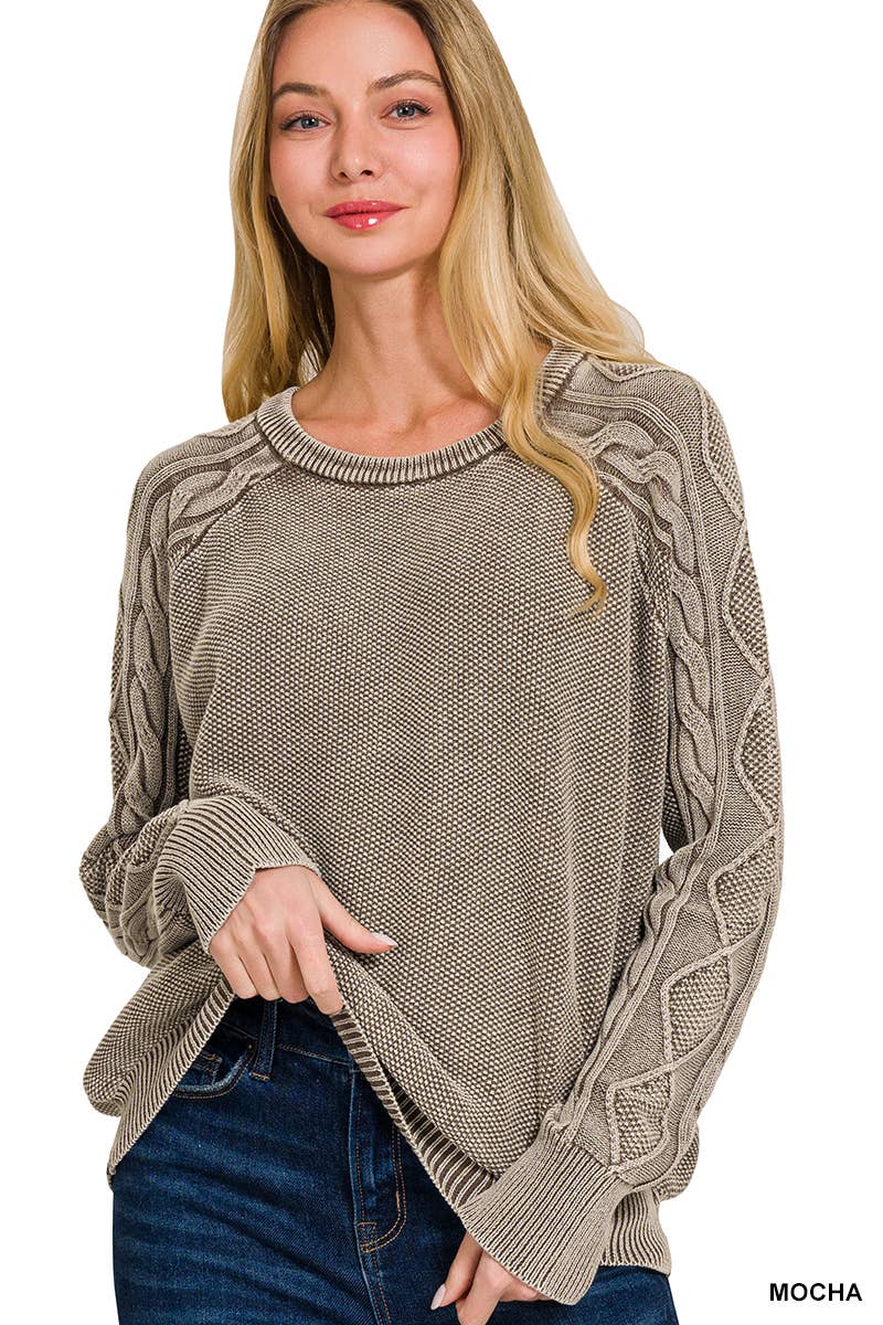 Val Washed Cable Knit Sweater
