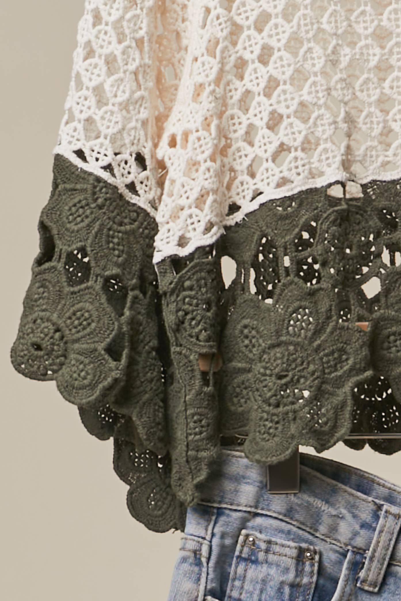 Boho Color Block Crochet Top