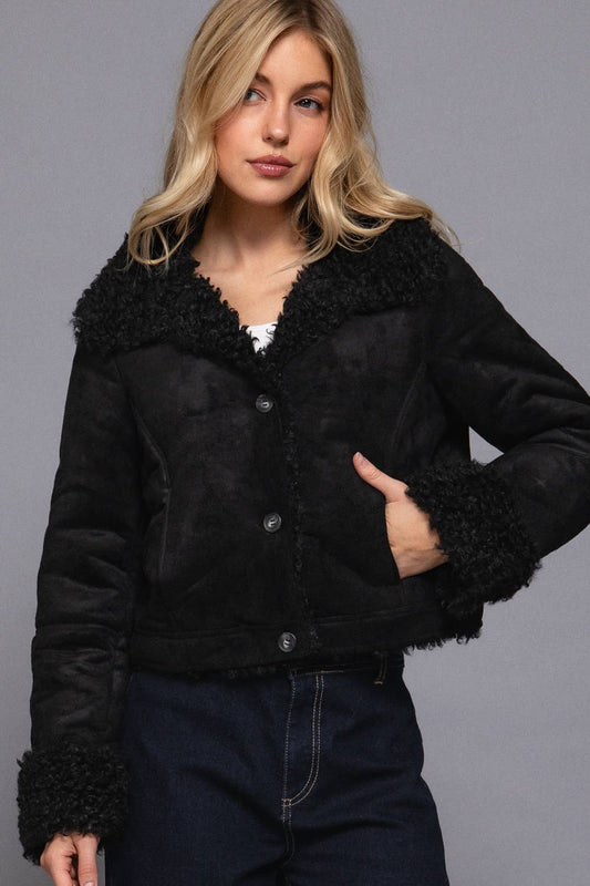 Karrie Faux Fur Suede Short Jacket