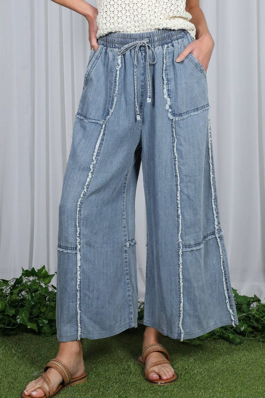 Amber Wide Leg Denim Crop Pants
