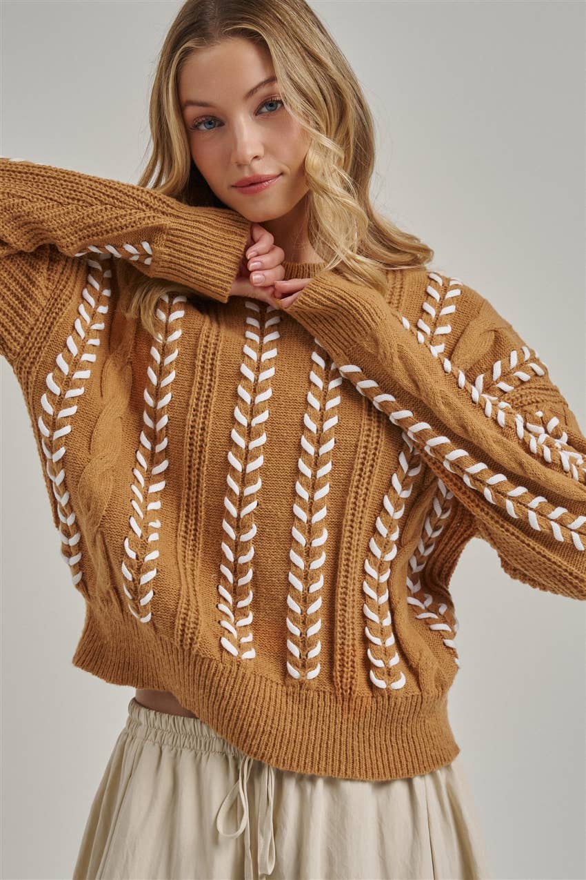 COZY WESTERN INSPIRED SWEATER TOP WHIPSTITCH_JLT00469-01