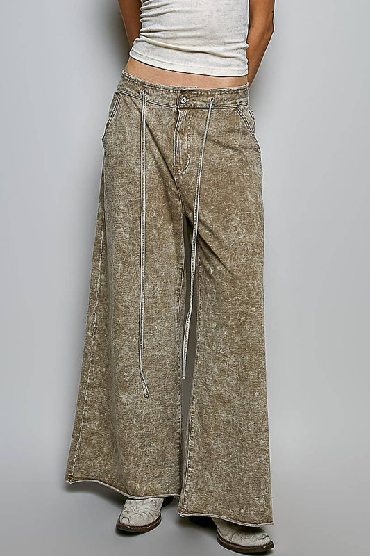 High Rise Wide Leg French Terry Pants