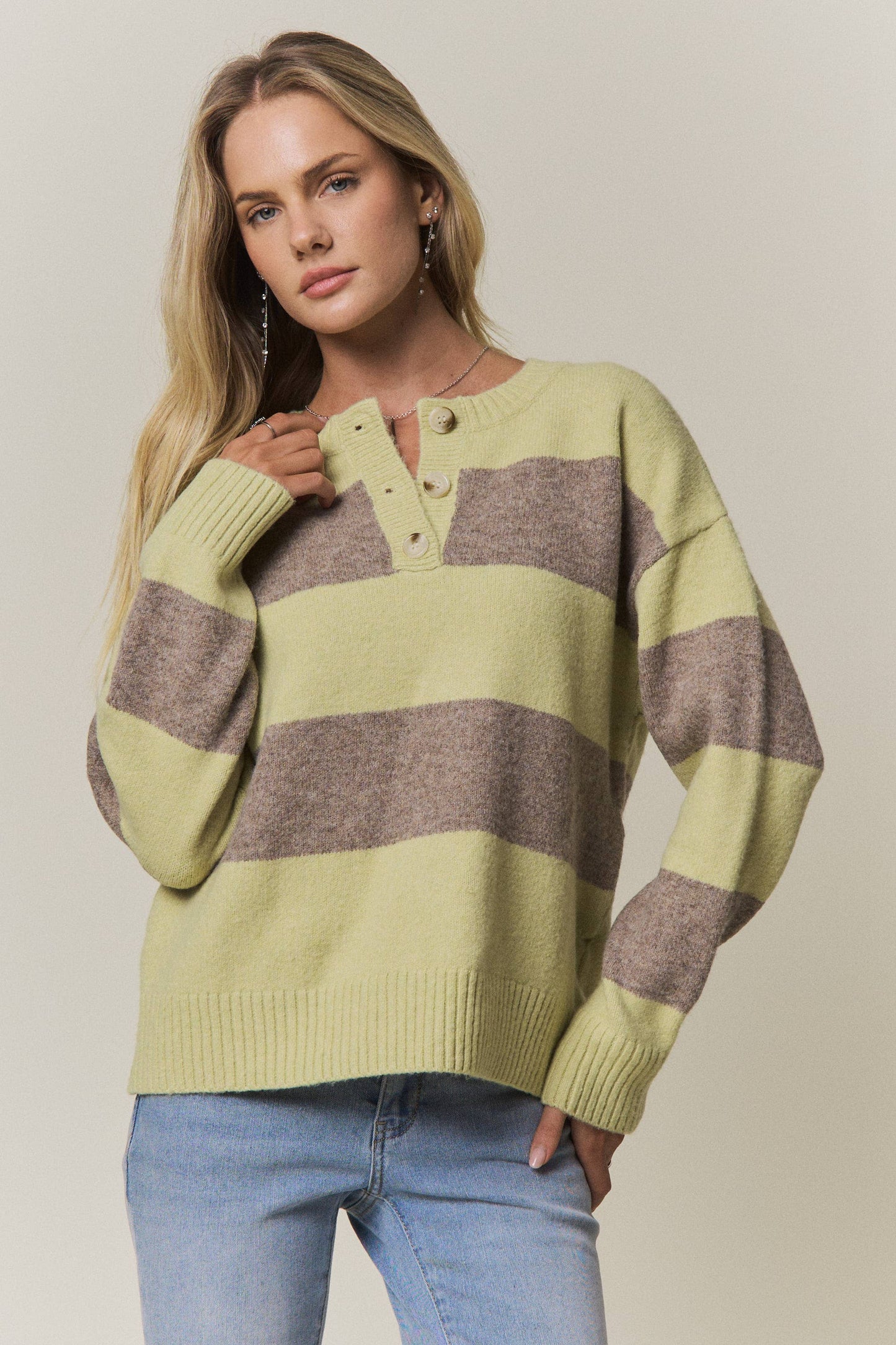 COZY CHIC STRIPED SWEATER - CESW4374