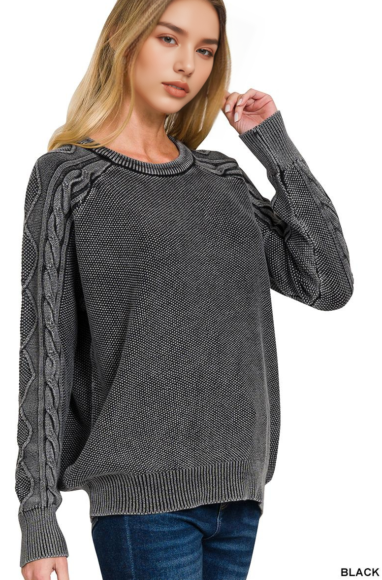 Val Washed Cable Knit Sweater