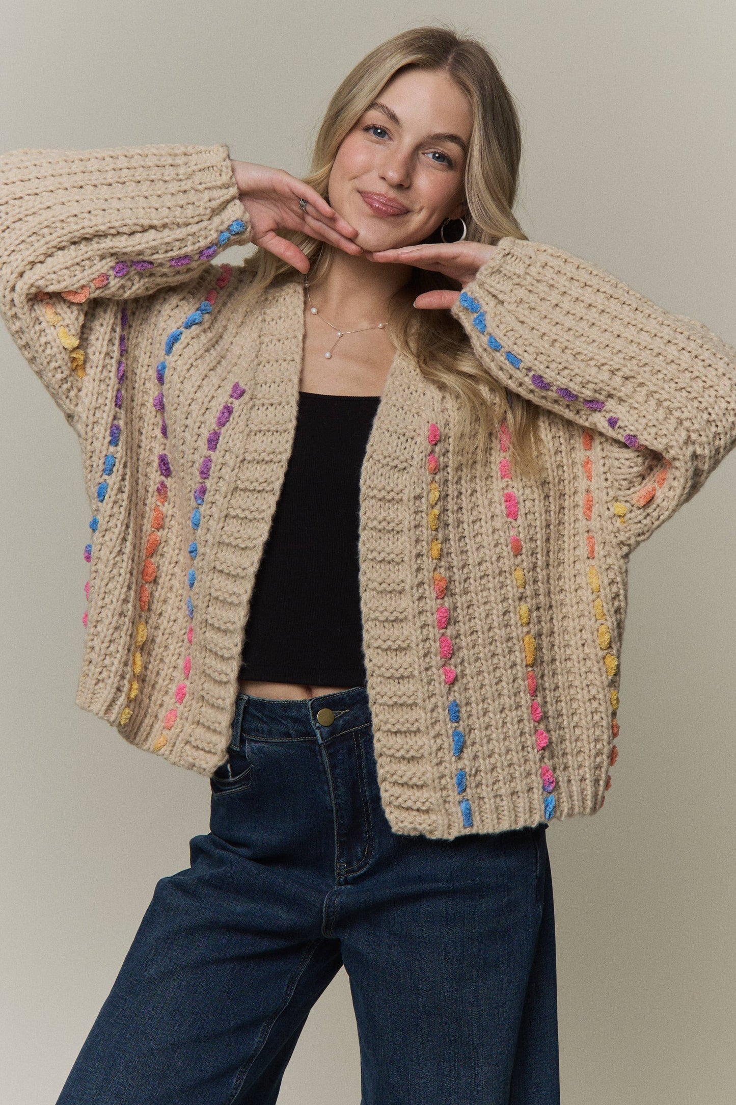 Multicolor Stitch Knit Cardigan