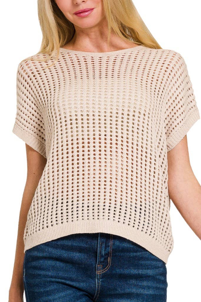 Crochet Knit Sheer Hollow Sweater