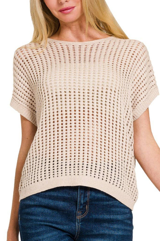 Crochet Knit Sheer Hollow Sweater