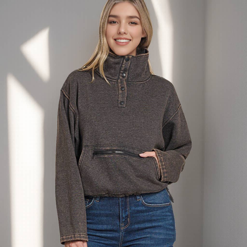 Pam Acid Wash Pullover Sweatshirt