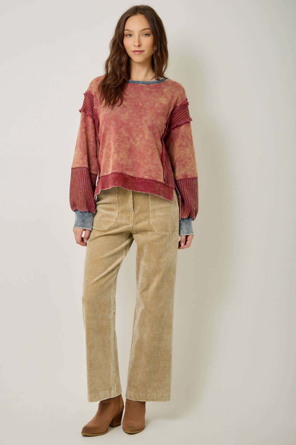 61618 Mixed Media Washed Sweatshirt