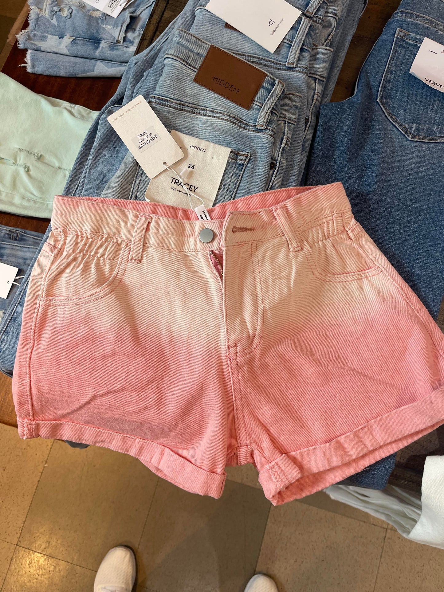 Ombre' Cuffed Denim Shorts