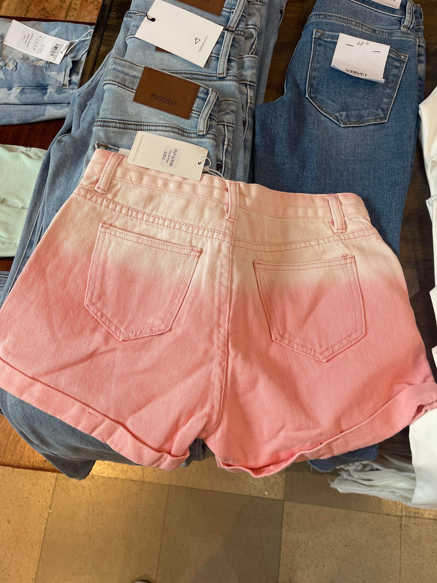 Ombre' Cuffed Denim Shorts