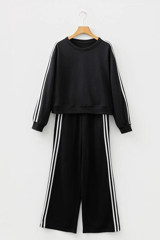 Black Varsity Striped Track Suit